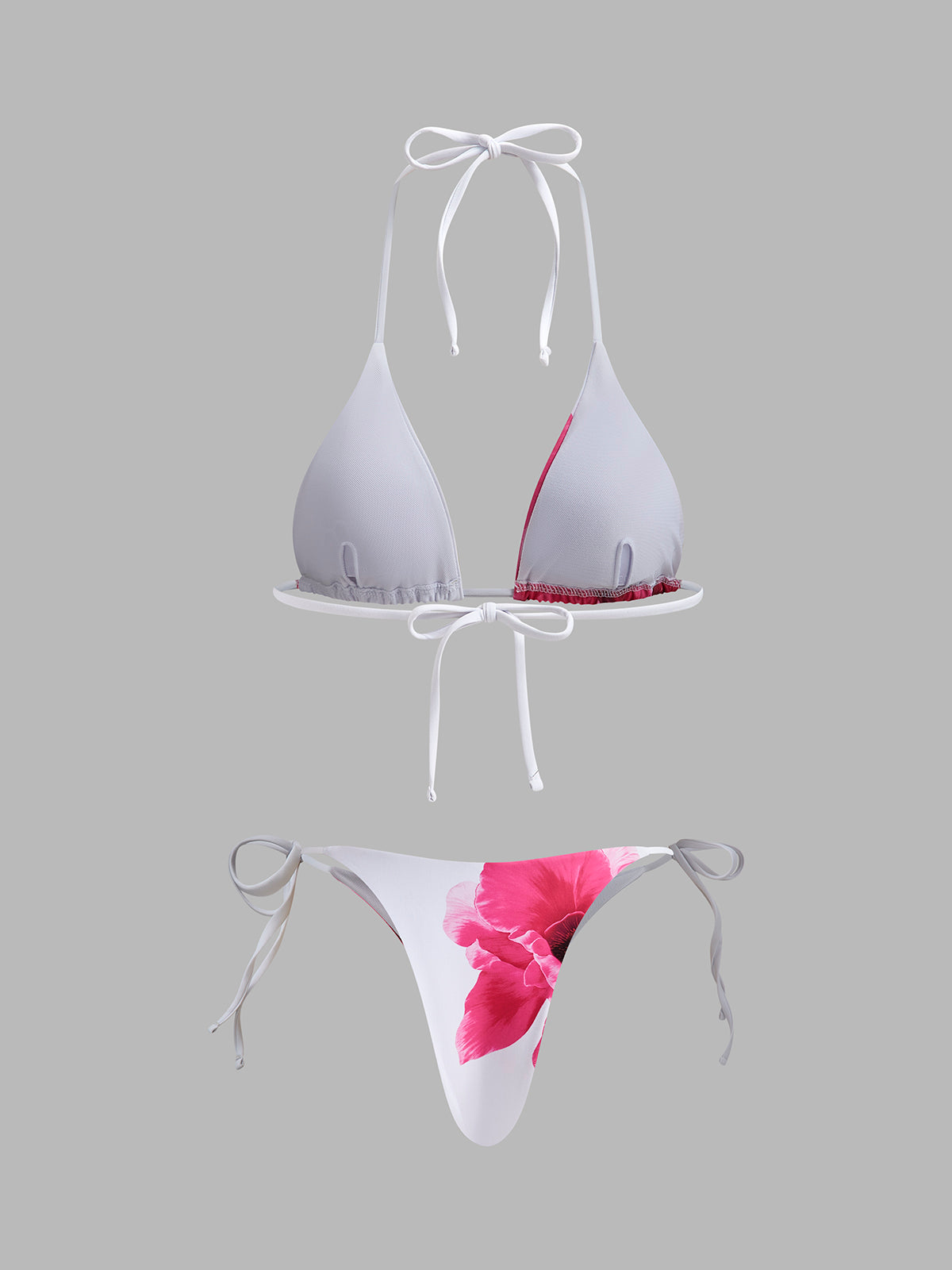 Çiçekli Bikini Seti ve Şeffaf Etek