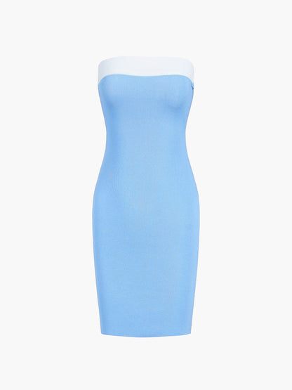 Kontrast Kesimli Bodycon Kısa Elbise