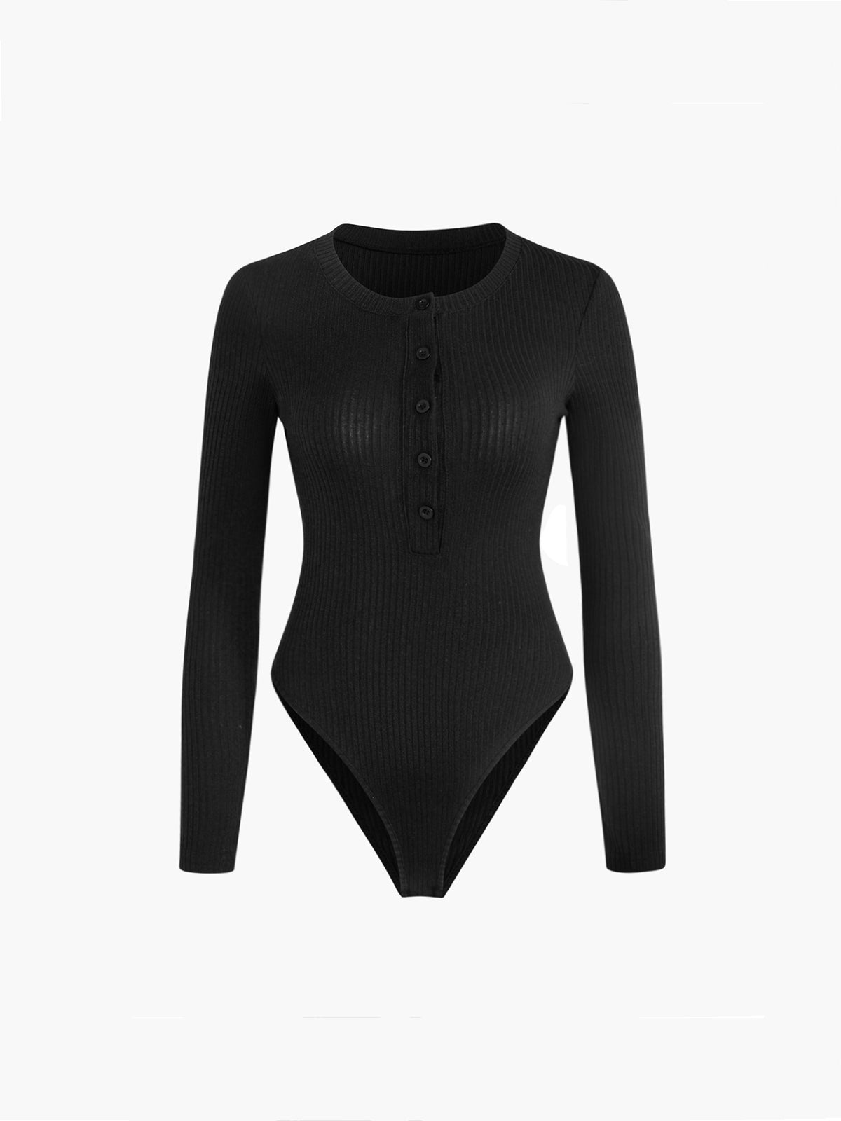 Düğmeli Ribana Uzun Kollu Bodysuit