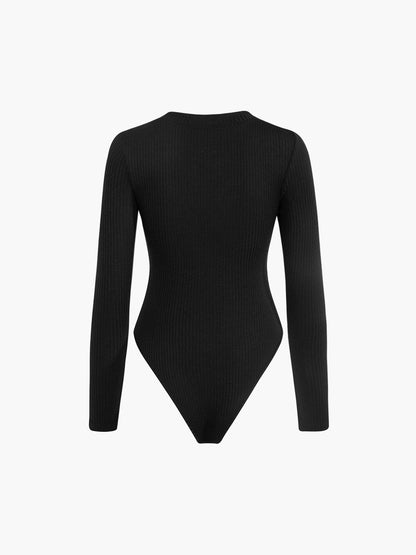 Düğmeli Ribana Uzun Kollu Bodysuit