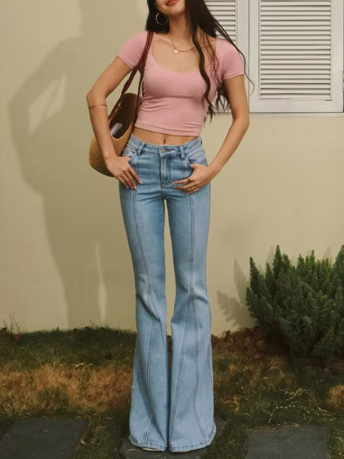 Denim Cepli İspanyol Paça Kot