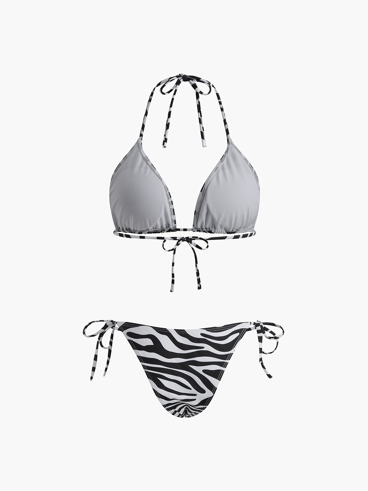 Zebra Çizgili Üçgen Bikini Takımı