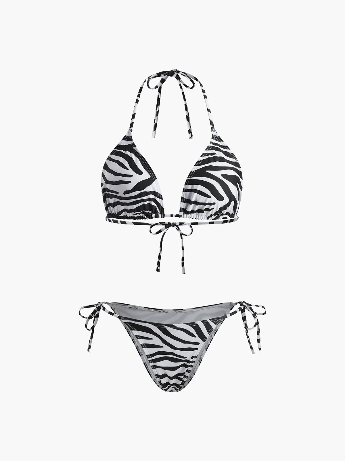 Zebra Çizgili Üçgen Bikini Takımı