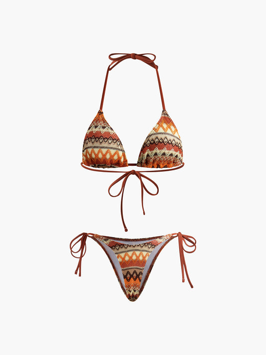 Halter Üçgen Örgü Bikini Takımı