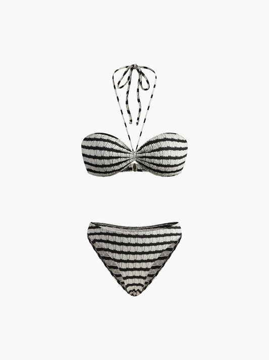 Striped Halter Removable Padded Bikini Sets