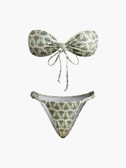 Printed Strapless Bikini Set