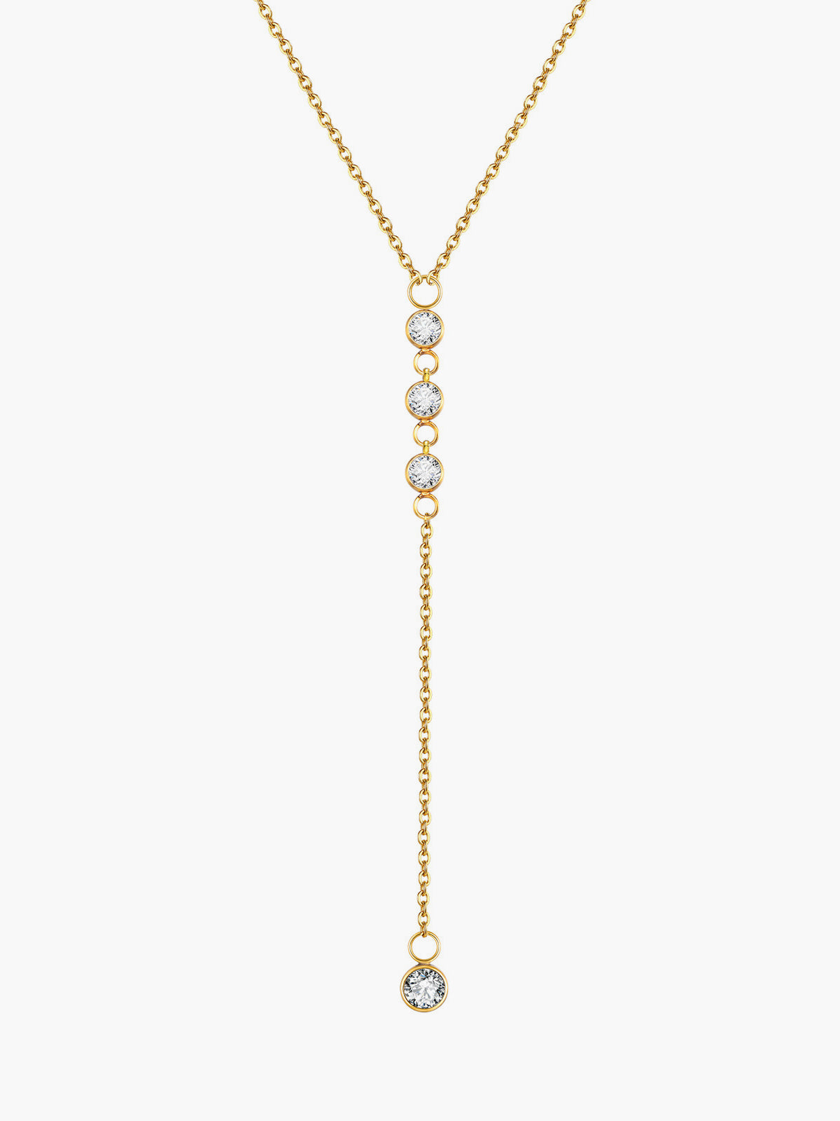 Rhinestone Lariat Damla Kolye