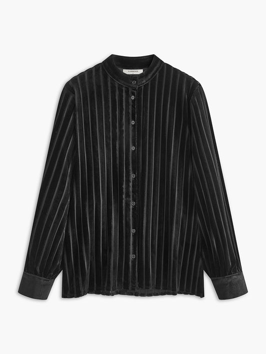 Vintage Pinstripe Düğmeli Polo Gömlek