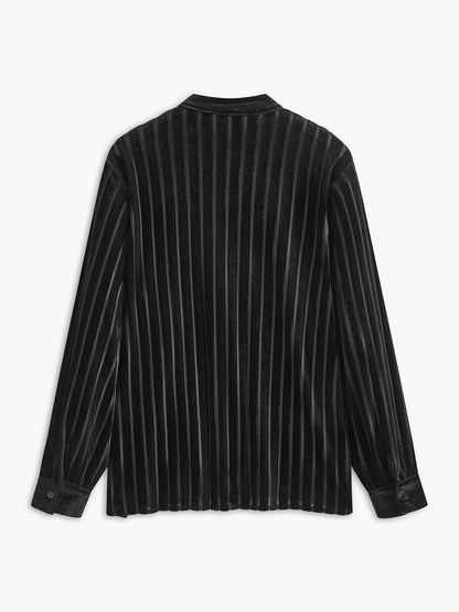 Vintage Pinstripe Düğmeli Polo Gömlek