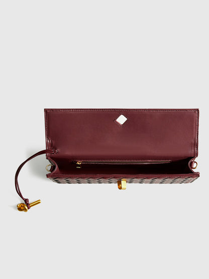 Çift Yönlü Dokuma Flap Clutch Omuz Çantası