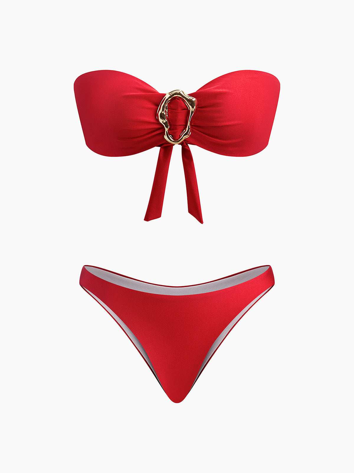 Metal-Detail Bow Bandeau Bikini