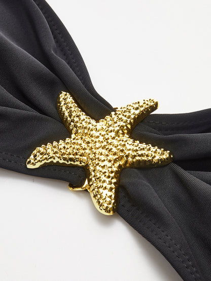 Starfish-Detaylı Bandeau Bikini ve File Etek