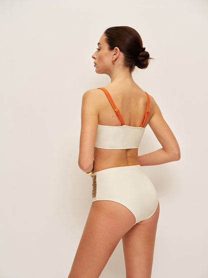 Renk Bloklu Kemerli Bikini Takımı